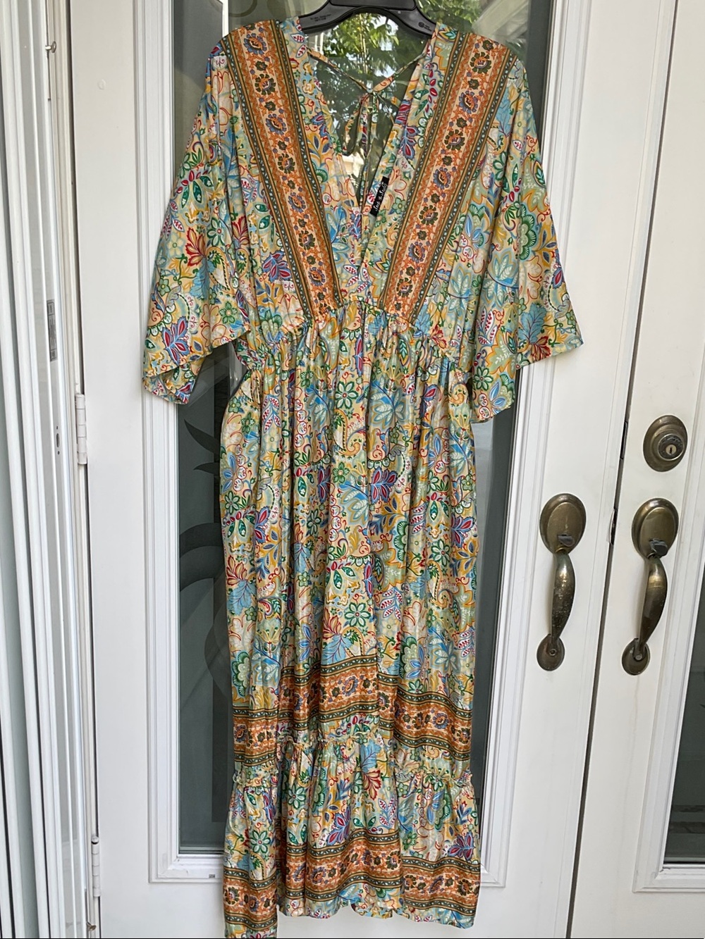 Bohemian Floral V-Neck Maxi Dress in Multicolor